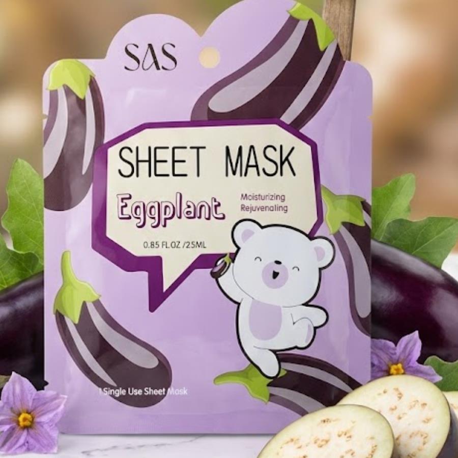 SAS Sheet Mask Eggplant – Mascarilla Facial Hidratante y Rejuvenecedora (25 ml)